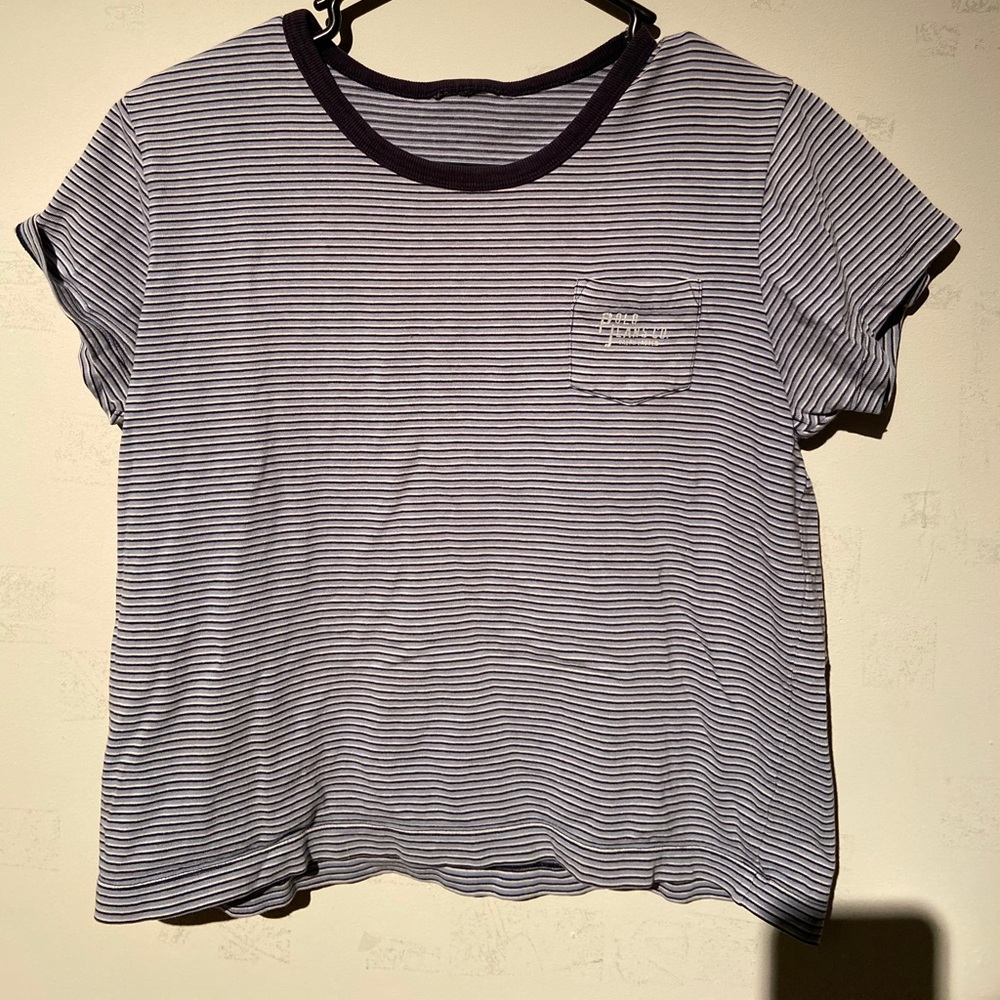 White and Blue Striped Polo Shirt